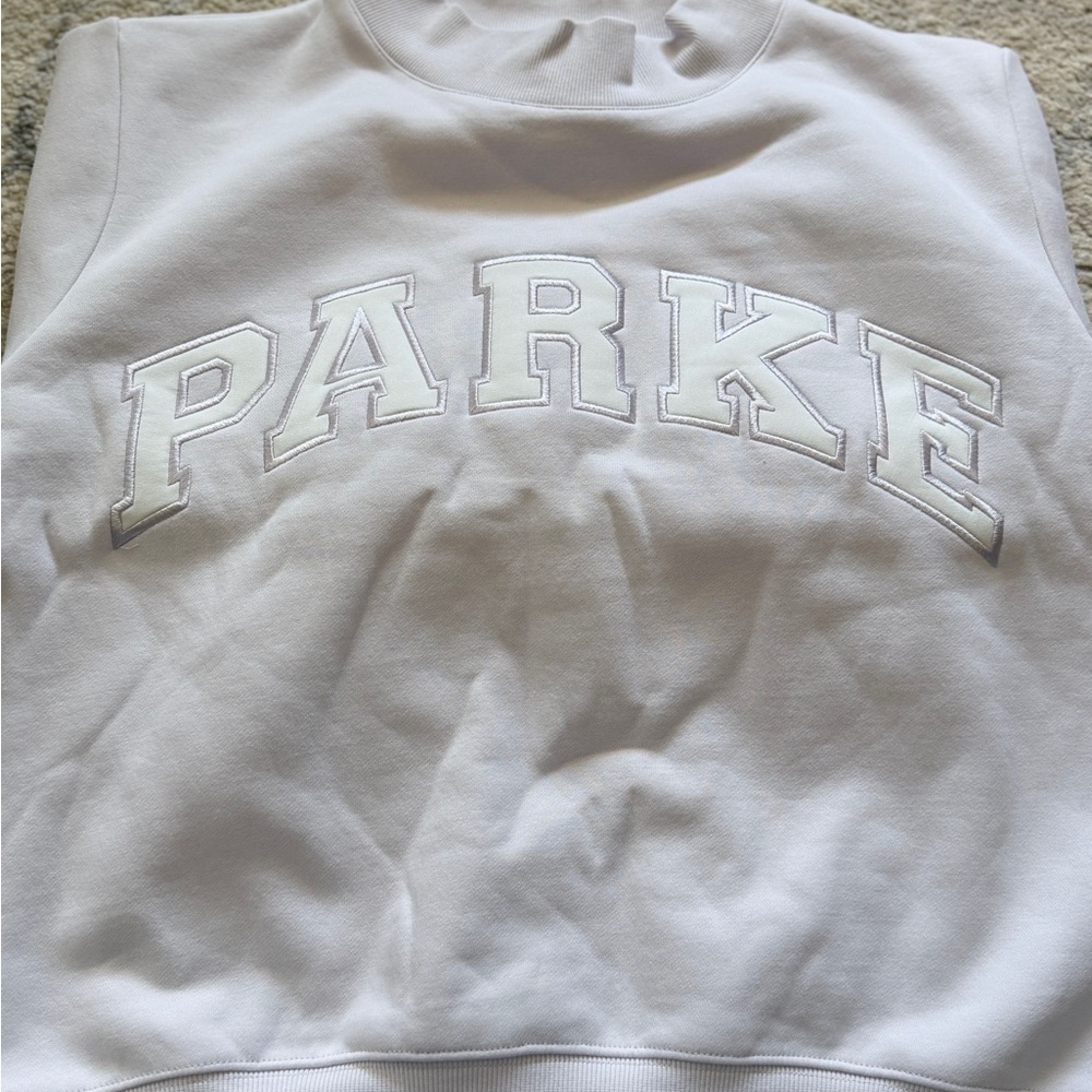 NIB Parke Varsity Mockneck Lilac White - Picture 4 of 7